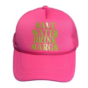 Save Water Drink Margs Hat Cap Snap Back Pink Trucker Mesh Womens Funny Party